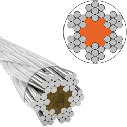 Канат сталевий 3.0мм, 6x7-FC, оцинкований, ПВХ (ГОСТ 3069-80, DIN 3055, EN 12385-4)