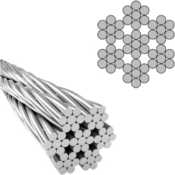 Канат сталевий 3.0мм, 6x7-IWRC, оцинкований (ГОСТ 3066-80, DIN 3055, EN 12385-4)