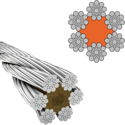 Канат сталевий 7.8мм, 6x19S-FC (ГОСТ 3077-80, DIN 3058, EN 12385-5)