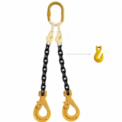 Строп ланцюговий двогілковий (самозакривні гаки, з обмежувачем гілки) - 2СЛ, 1.6т, 1м